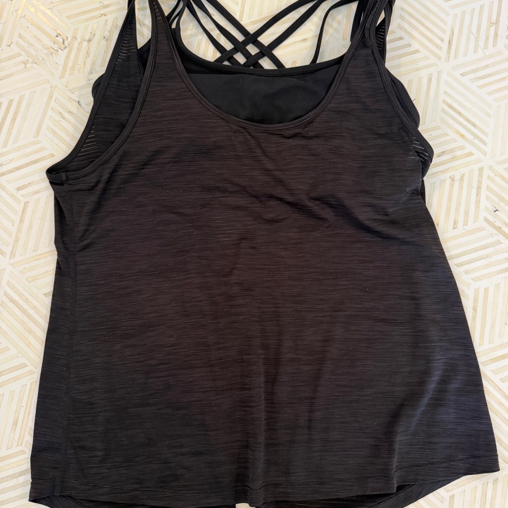 Athleta Fully Focused Black Tank Top Medium EUC